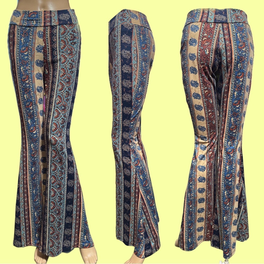 “NEW” 
Stretch Bell Bottom Pants, Wide Waist,
BoHo style, Flare leg, 
Yoga pants